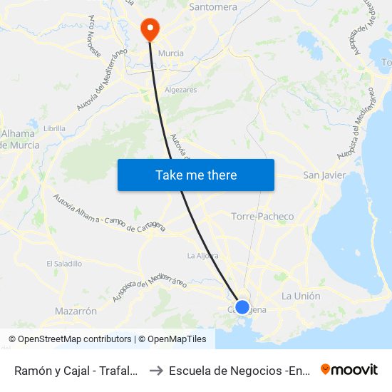 Ramón y Cajal - Trafalgar to Escuela de Negocios -Enae- map