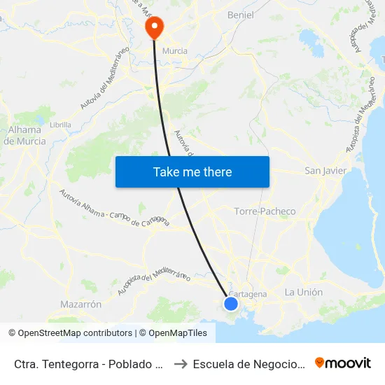 Ctra. Tentegorra - Poblado de Marina to Escuela de Negocios -Enae- map