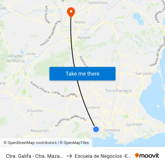 Ctra. Galifa - Ctra. Mazarrón to Escuela de Negocios -Enae- map