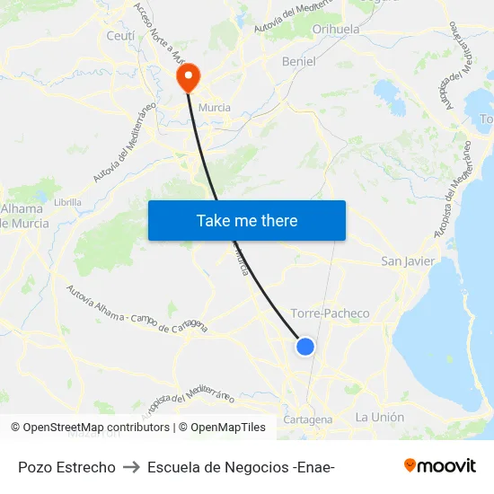 Pozo Estrecho to Escuela de Negocios -Enae- map