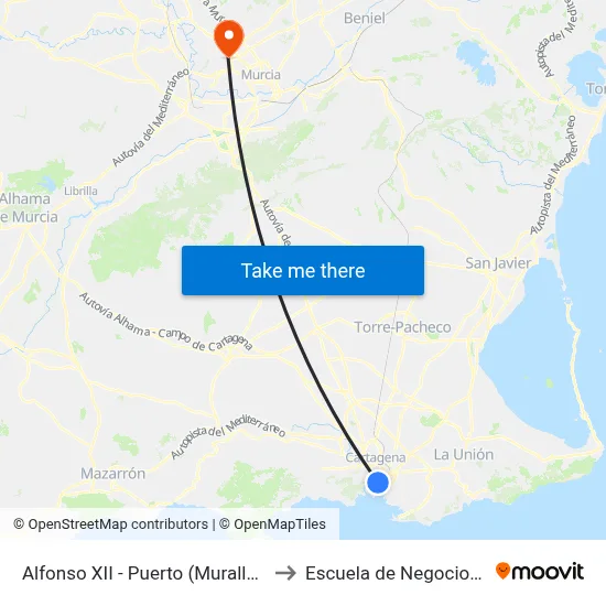 Alfonso XII - Puerto (Muralla Del Mar) to Escuela de Negocios -Enae- map