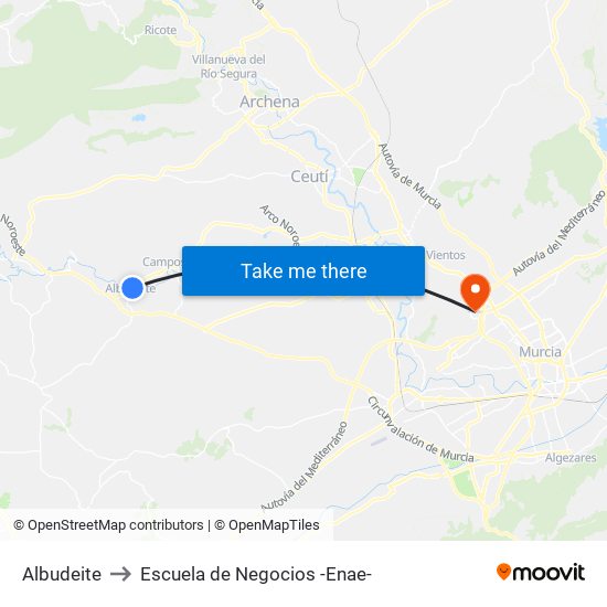 Albudeite to Escuela de Negocios -Enae- map