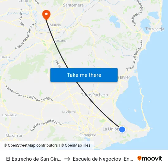 El Estrecho de San Ginés to Escuela de Negocios -Enae- map