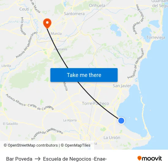 Bar Poveda to Escuela de Negocios -Enae- map