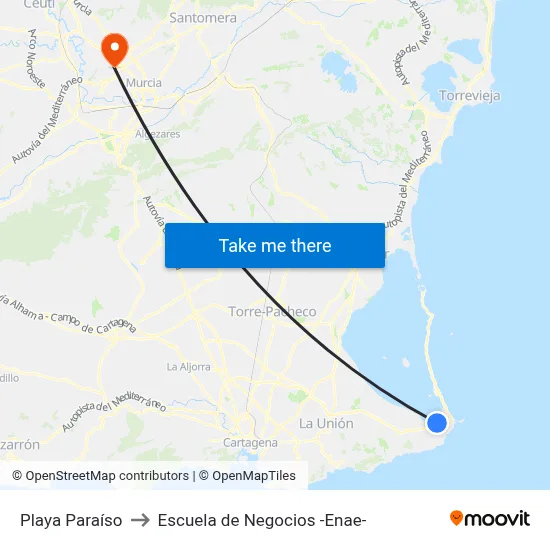 Playa Paraíso to Escuela de Negocios -Enae- map