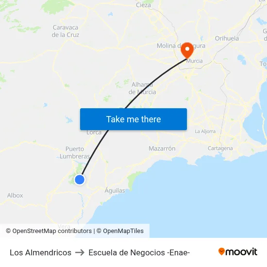 Los Almendricos to Escuela de Negocios -Enae- map