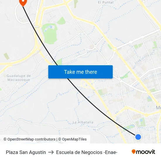 Plaza San Agustín to Escuela de Negocios -Enae- map