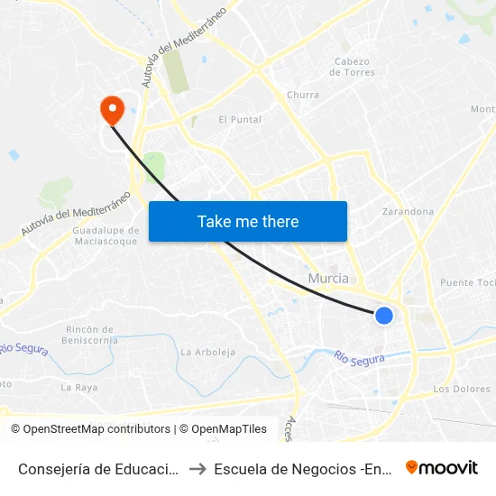 Consejería de Educación to Escuela de Negocios -Enae- map