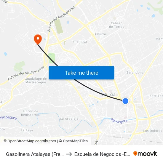 Gasolinera Atalayas (Frente) to Escuela de Negocios -Enae- map