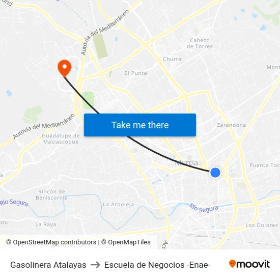 Gasolinera Atalayas to Escuela de Negocios -Enae- map