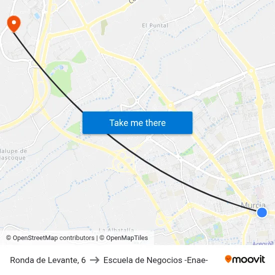 Ronda de Levante, 6 to Escuela de Negocios -Enae- map
