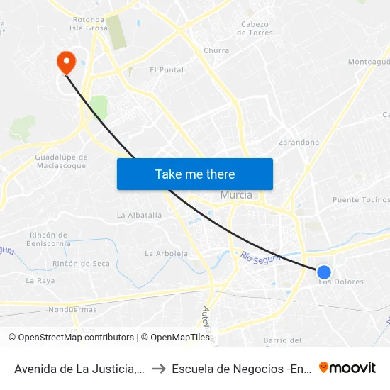 Avenida de La Justicia, 18 to Escuela de Negocios -Enae- map
