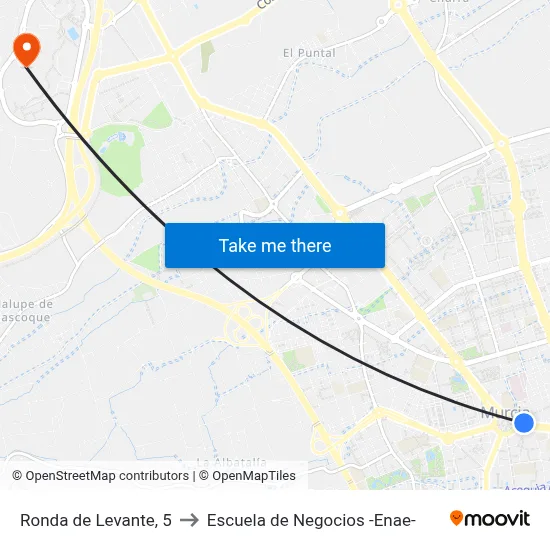 Ronda de Levante, 5 to Escuela de Negocios -Enae- map