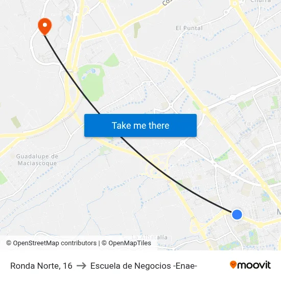 Ronda Norte, 16 to Escuela de Negocios -Enae- map