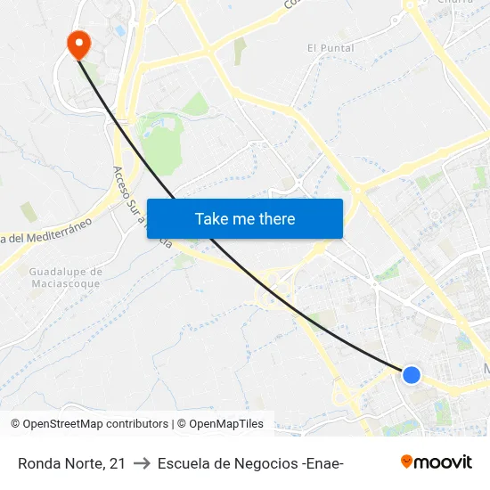 Ronda Norte, 21 to Escuela de Negocios -Enae- map