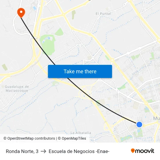 Ronda Norte, 3 to Escuela de Negocios -Enae- map