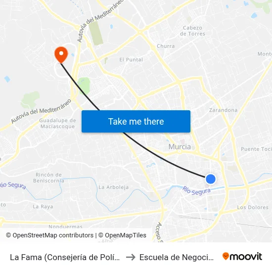 La Fama (Consejería de Política Social) to Escuela de Negocios -Enae- map