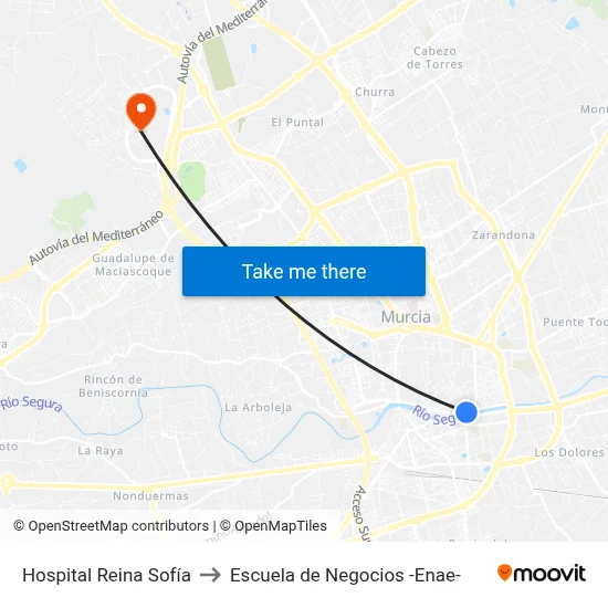 Hospital Reina Sofía to Escuela de Negocios -Enae- map