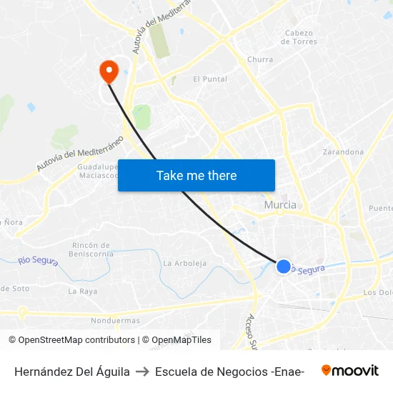 Hernández Del Águila to Escuela de Negocios -Enae- map