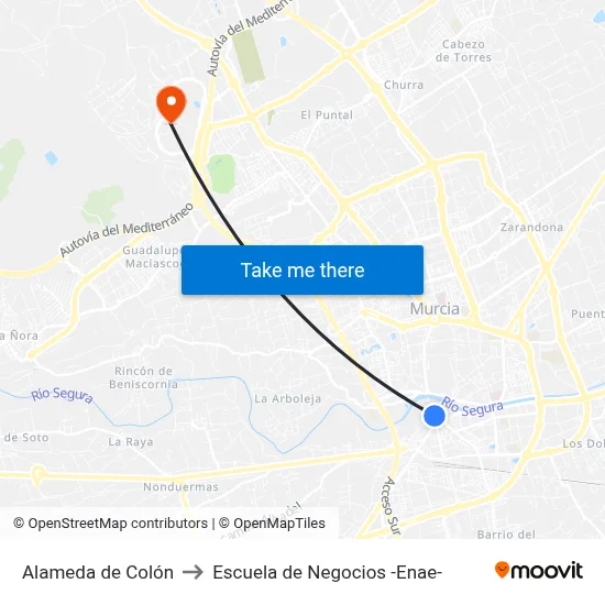 Alameda de Colón to Escuela de Negocios -Enae- map