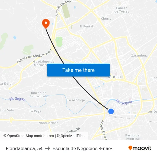 Floridablanca, 54 to Escuela de Negocios -Enae- map