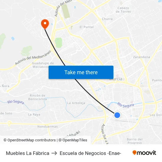 Muebles La Fábrica to Escuela de Negocios -Enae- map