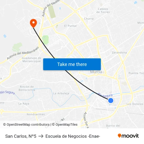 San Carlos, Nº5 to Escuela de Negocios -Enae- map