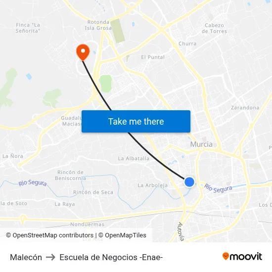 Malecón to Escuela de Negocios -Enae- map