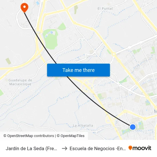 Jardín de La Seda (Frente) to Escuela de Negocios -Enae- map