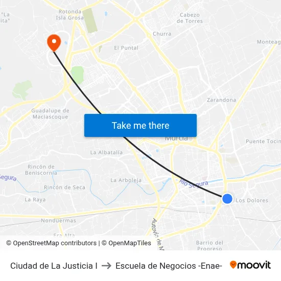 Ciudad de La Justicia I to Escuela de Negocios -Enae- map