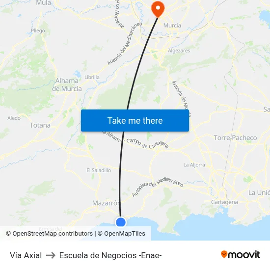 Vía Axial to Escuela de Negocios -Enae- map