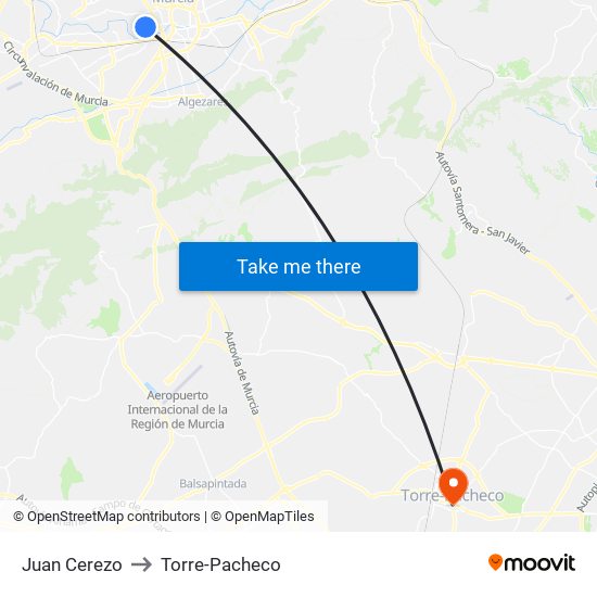 Juan Cerezo to Torre-Pacheco map