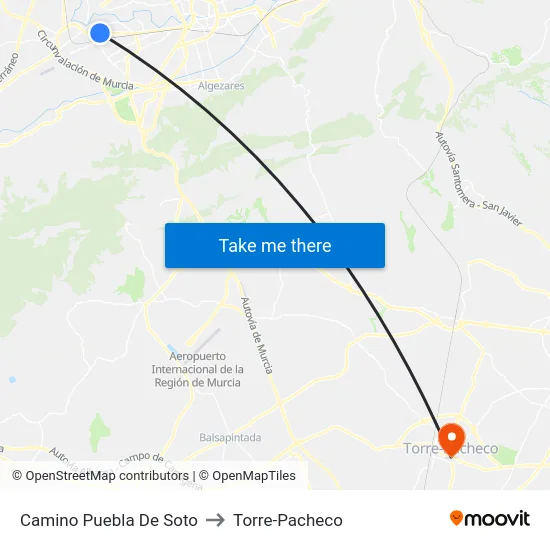 Camino Puebla De Soto to Torre-Pacheco map