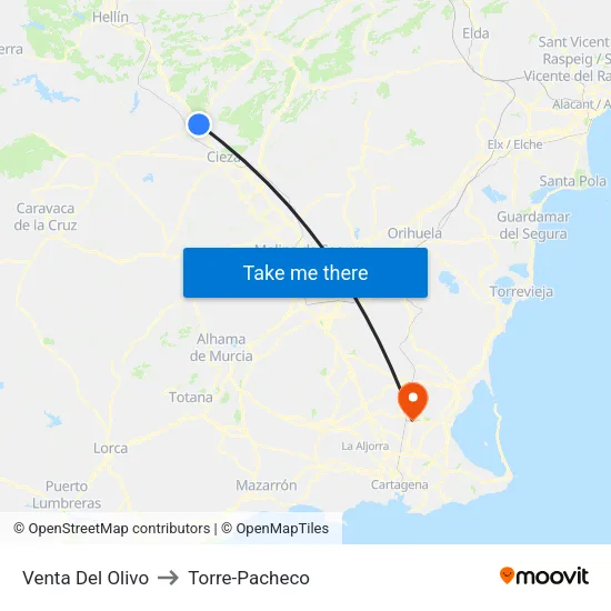 Venta Del Olivo to Torre-Pacheco map