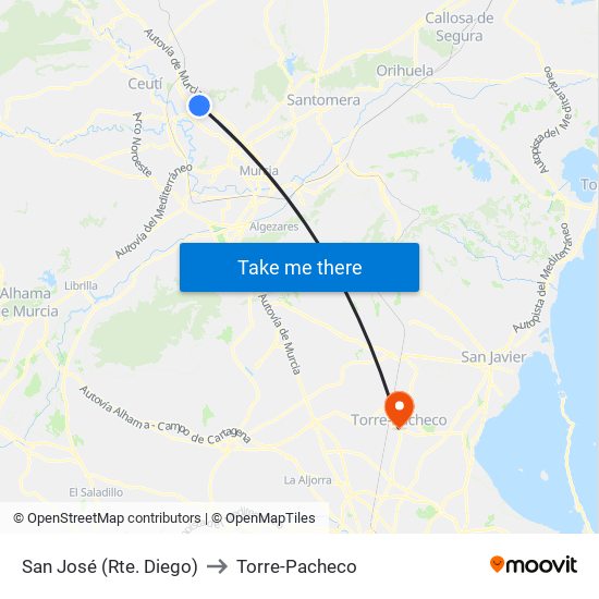 San José (Rte. Diego) I to Torre-Pacheco map