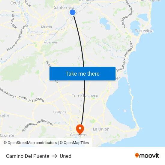 Camino Del Puente to Uned map