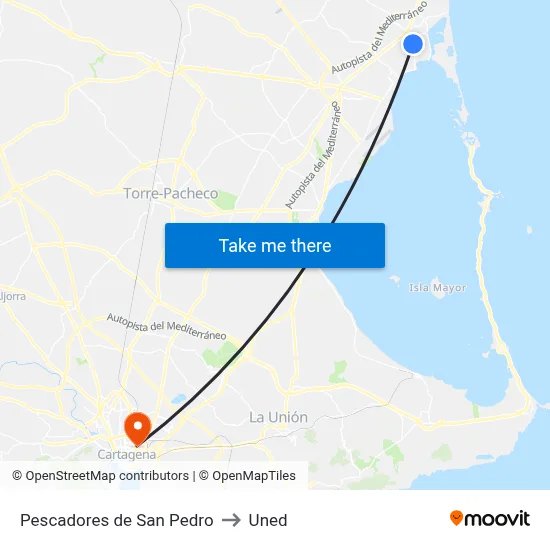 Pescadores de San Pedro to Uned map