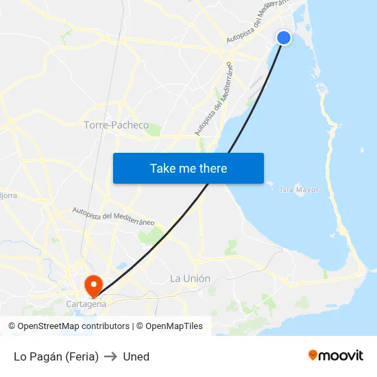 Lo Pagán (Feria) to Uned map