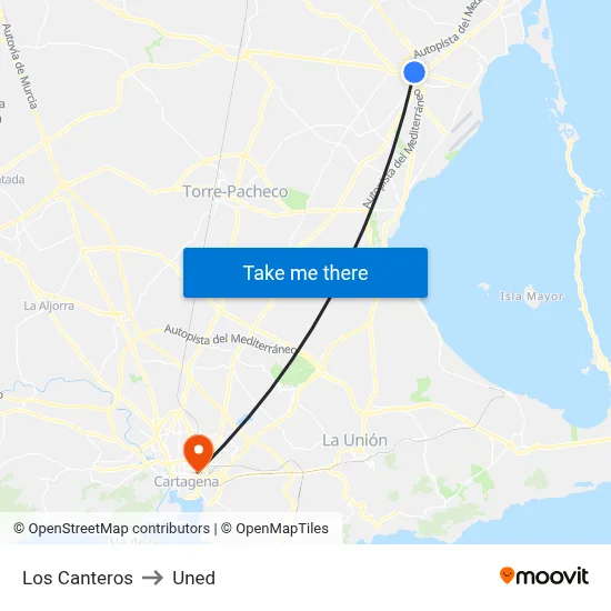 Los Canteros to Uned map