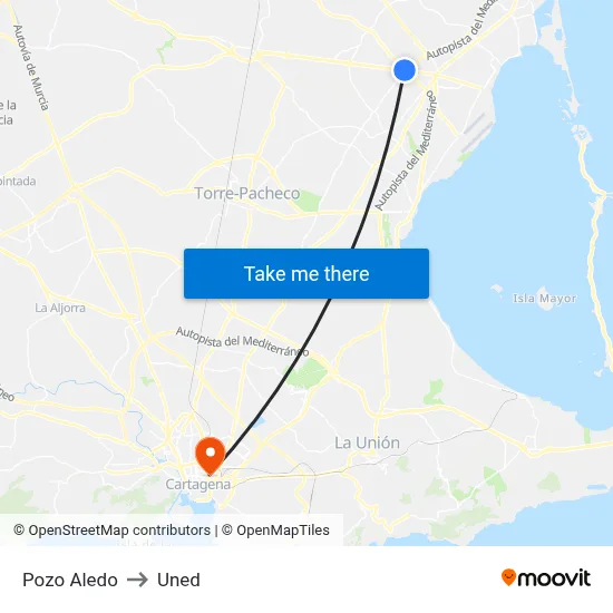Pozo Aledo to Uned map