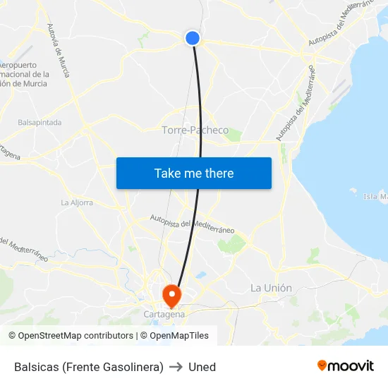 Balsicas (Frente Gasolinera) to Uned map