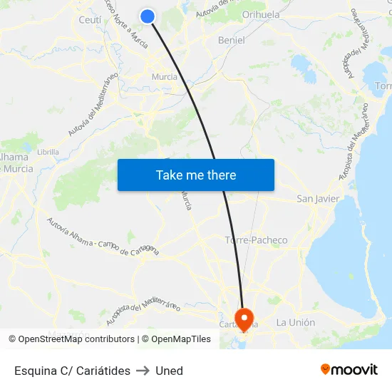 Esquina C/ Cariátides to Uned map