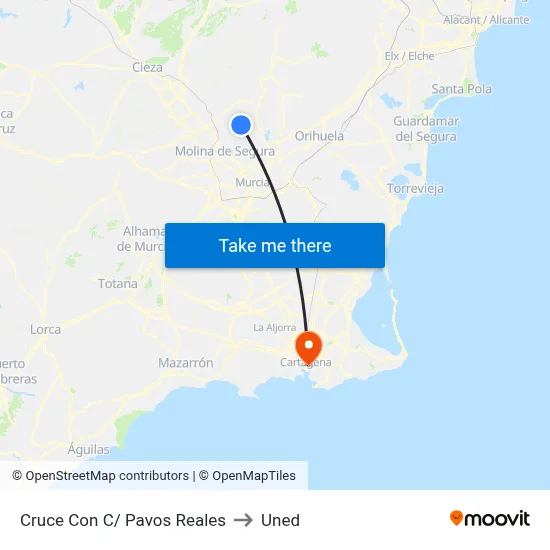Cruce Con C/ Pavos Reales to Uned map