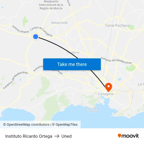 Instituto Ricardo Ortega to Uned map