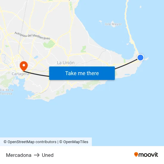 Mercadona to Uned map