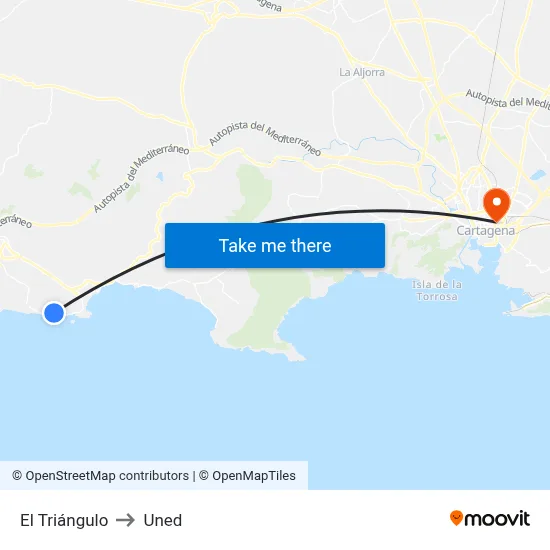El Triángulo to Uned map