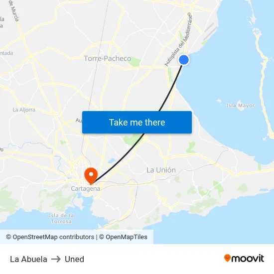 La Abuela to Uned map