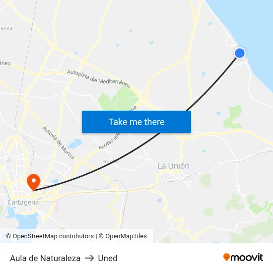Aula de Naturaleza to Uned map