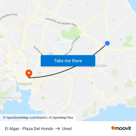 El Algar - Plaza Del Hondo to Uned map