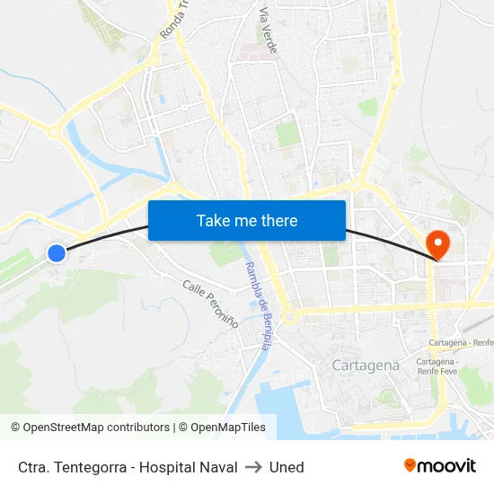 Ctra. Tentegorra - Hospital Naval to Uned map